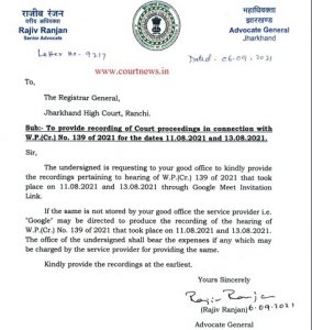 AG latter to Registrar General